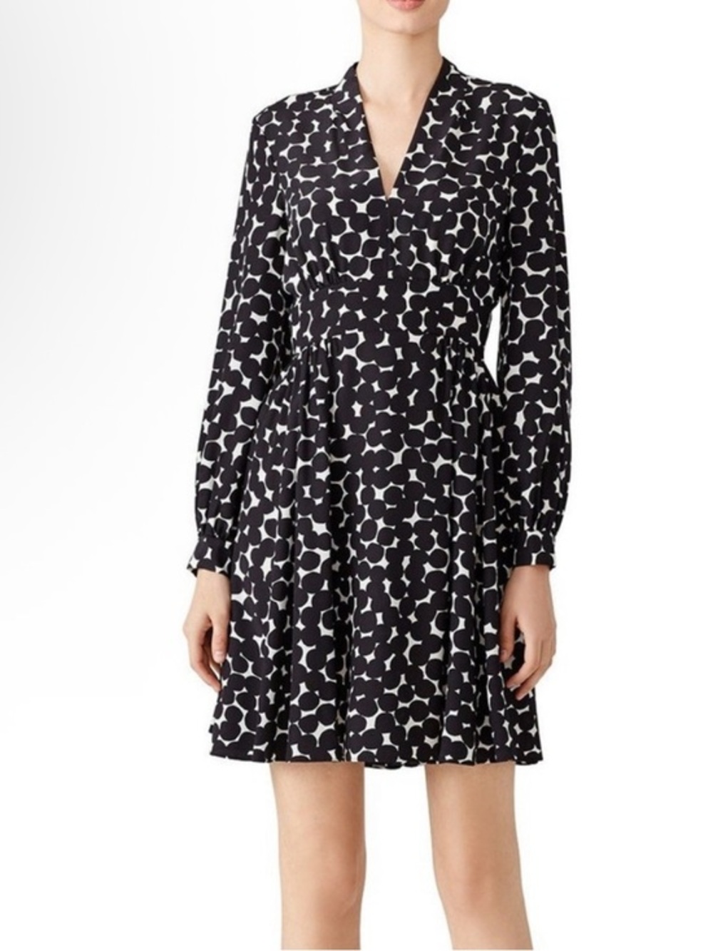 Kate Spade $398 Size 2 Black Ivory Blot Dot Dress silk